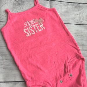 Carter’s “Little Sister” Tank Onesie - Neon Pink